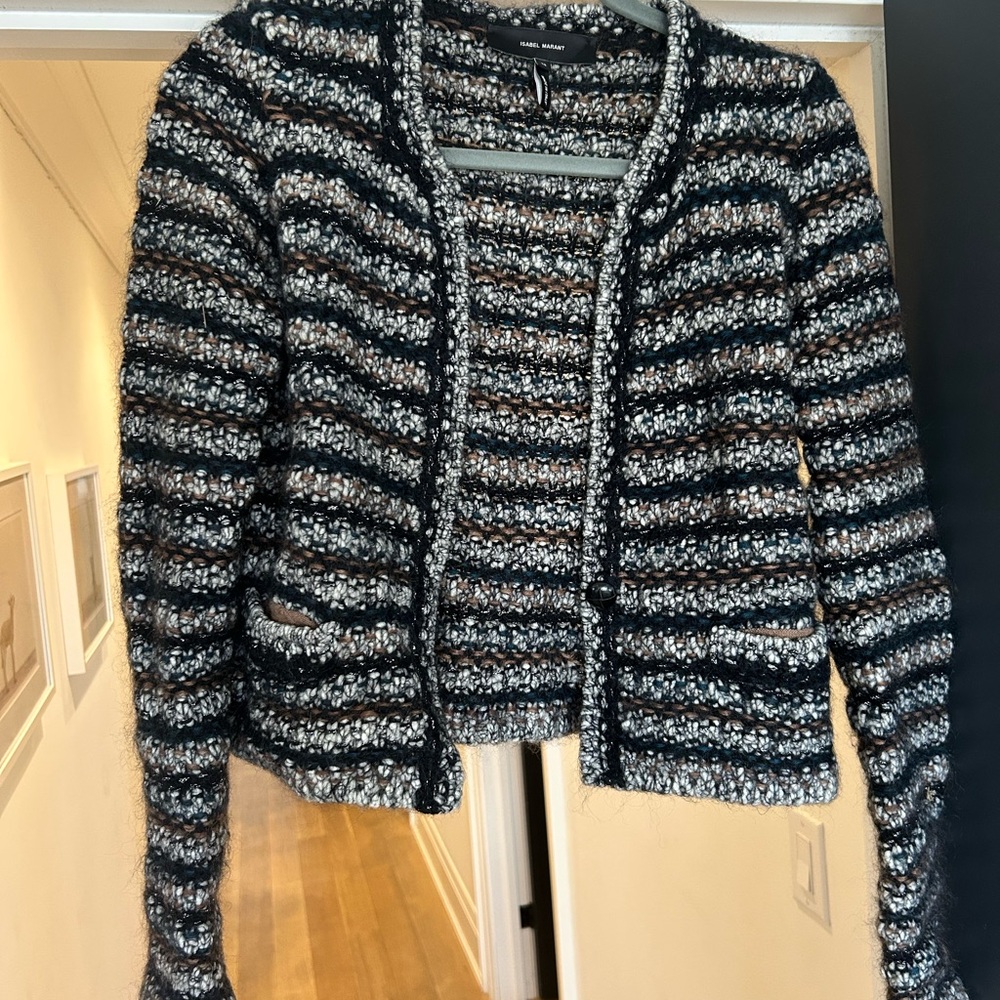 Isabel Marant Black and White Textured Cardigan